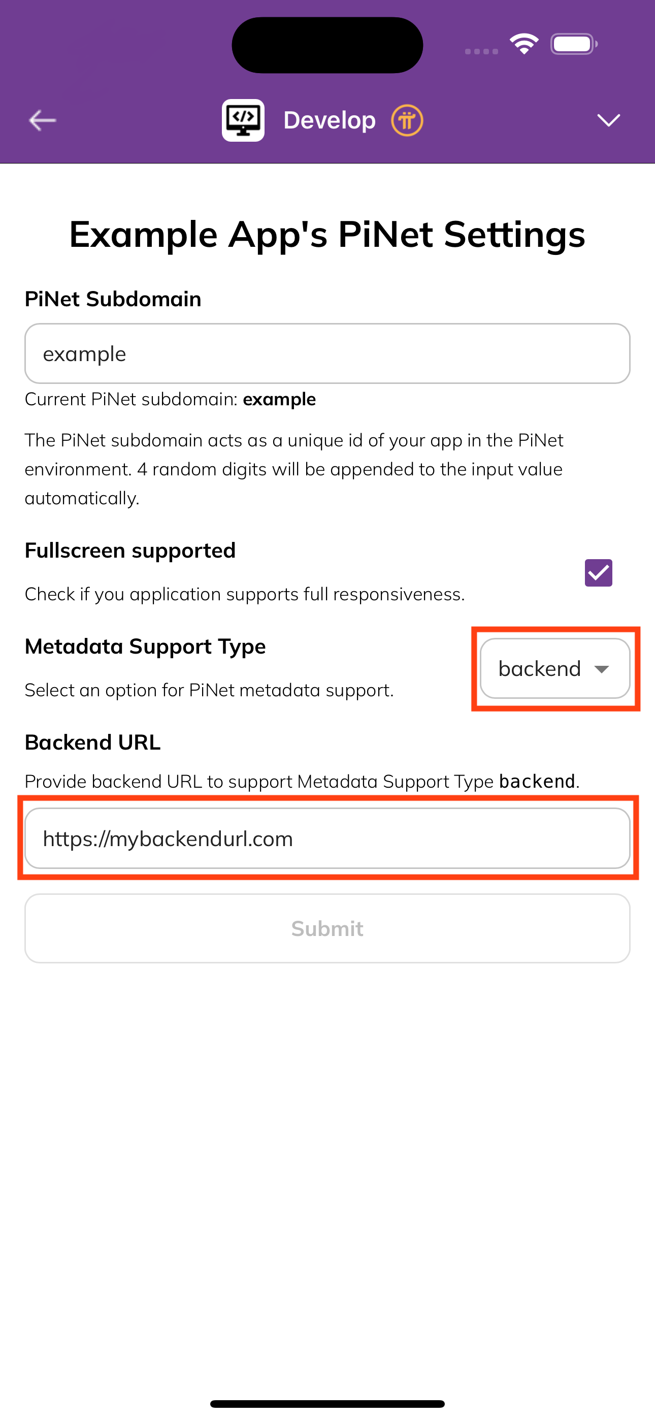 前往 Pi 开发者门户中的 PiNet 设置